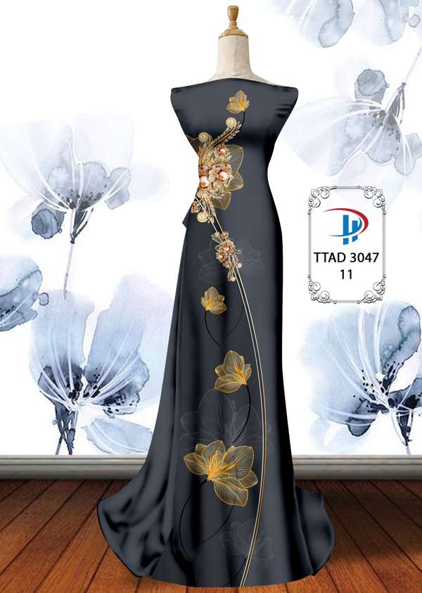 Vải Áo Dài Hoa In 3D AD TTAD3047 50